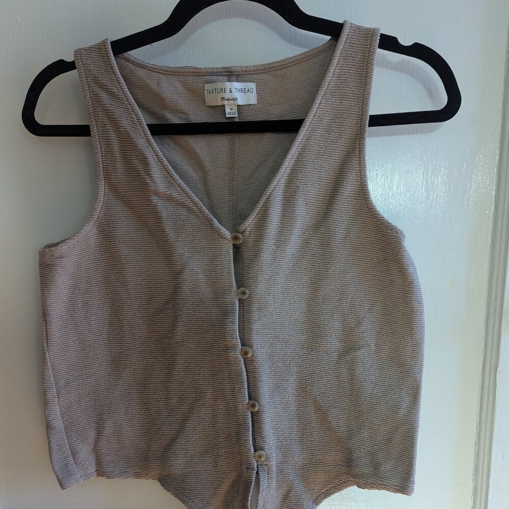 Madewell Button Up Knotted Ribbed Tank Top